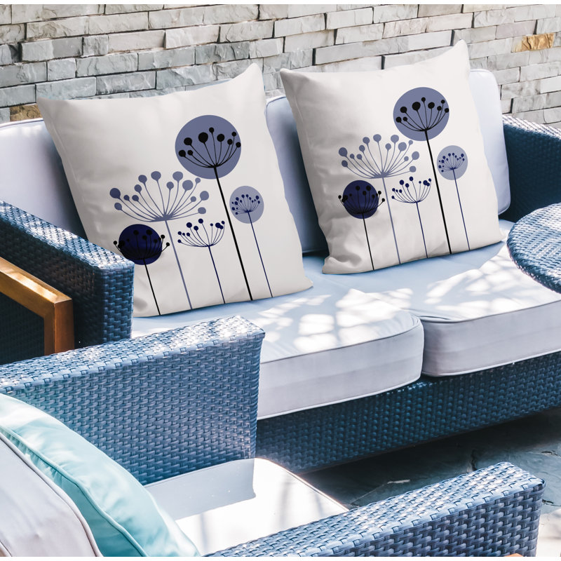 Housse et insert de coussin décoratif intérieur / extérieur en mélange de polyester, L 15 po x H 15 po, Bleu marine