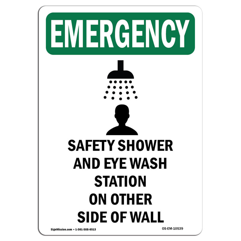 Signe de douche de sécurité et d'urgence, H 18 po x l 12 po x P 0,1 po