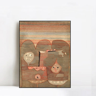 Impression sur toile encadrée, "Barbarian Sacrifice" par Paul Klee, art mural, décorations de bureau à domicile (cadre en bois de couleur mince, 18 po x 24 po)