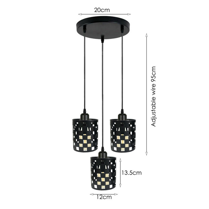 Roessler 3 - Light Black Cluster Pendant