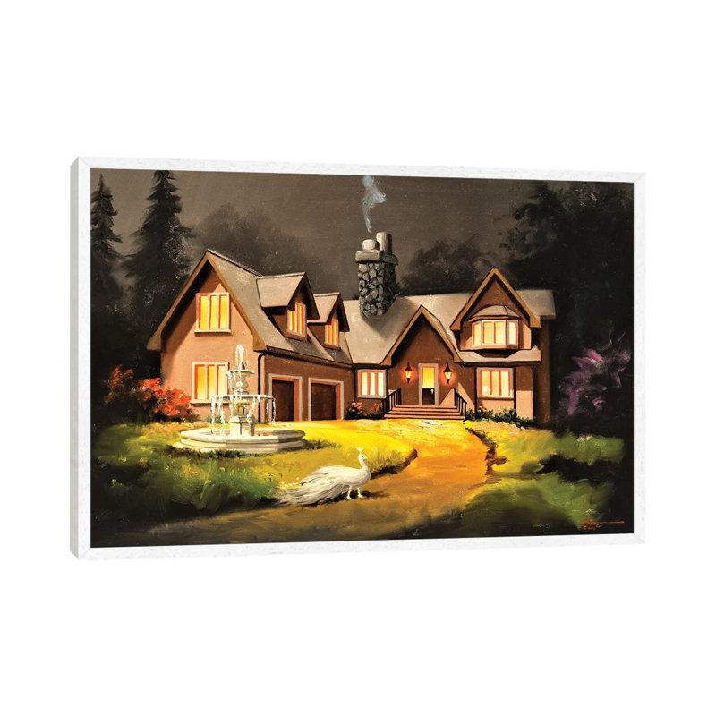 House With Peacock by D. "Rusty" Rust - Gallery-Wrapped Canvas Giclée on Canvas, White Framed, 66.04 cm H x 45.72 cm W