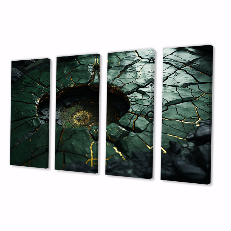 Green Emerald Amazonite Stone Geode I - ensemble d'art mural en pierre géode 4 pièces, H 28 po x l 48 po