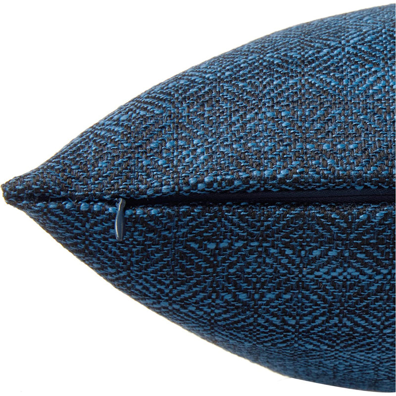 Chenille Diamond Weave Pattern Square Throw Pillow, Pillow Cover Only - No Insert, Navy