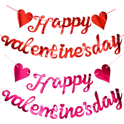6Pcs Valentine's Day  Hanging Banner Flag Home Decoration