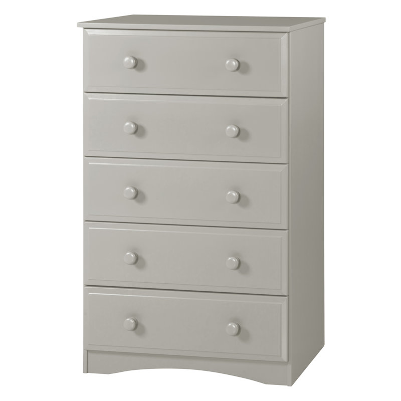 Commode 5 tiroirs Alayna, gris