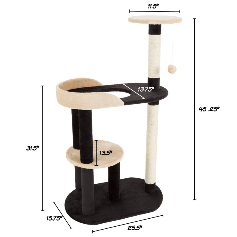  PETMAKER 3-Tier Indoor Cat Scratching Post, Black