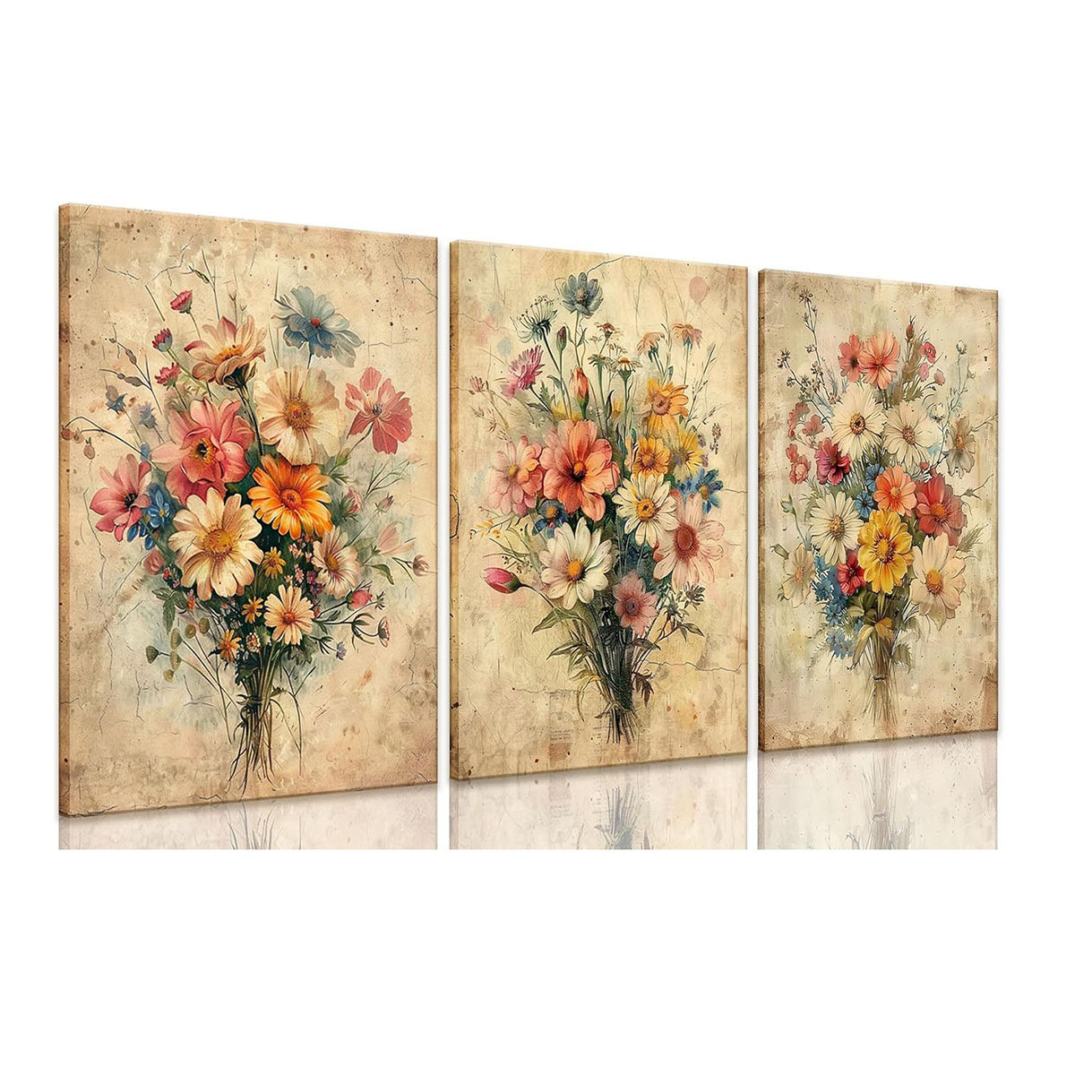 Ophelia & Co. Framed Colourful Wildflower Canvas Wall Art Set Of 3 ...