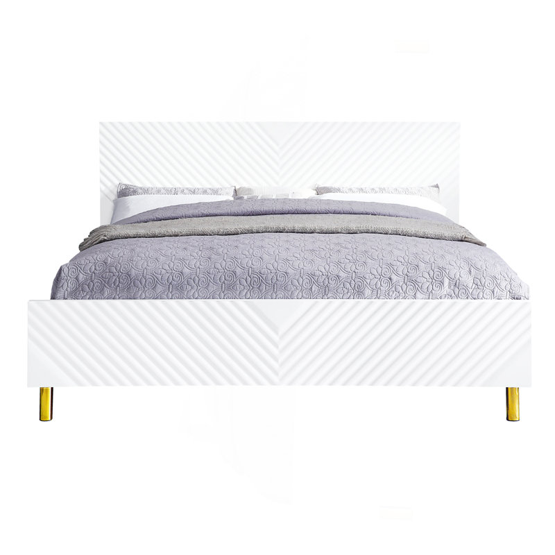 White High Gloss Finish Bed, King