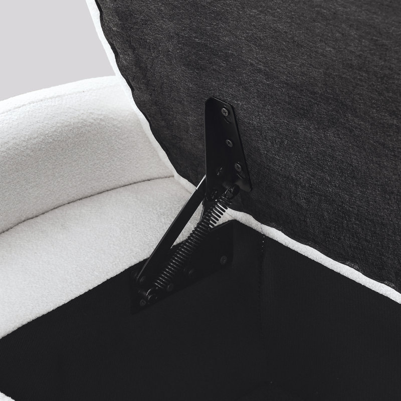 Banc de rangement rembourré Mirha, Blanc crème