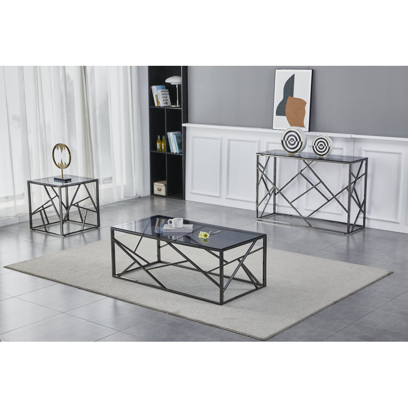 Azor Glass Top Frame End Table