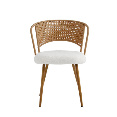 Chaises de salle à manger en osier - ensemble 2 pièces - chaise de cuisine à dossier en canne rembourré, coussin éponge, chaise à oreilles avec pieds en métal