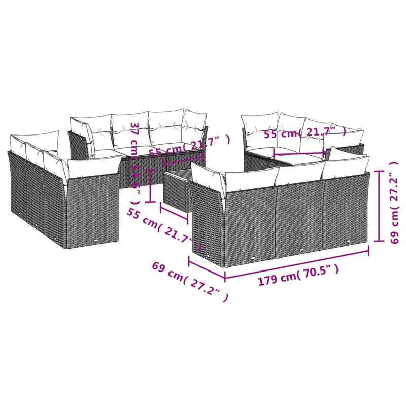 Ensemble de canapé de jardin Vidaxl