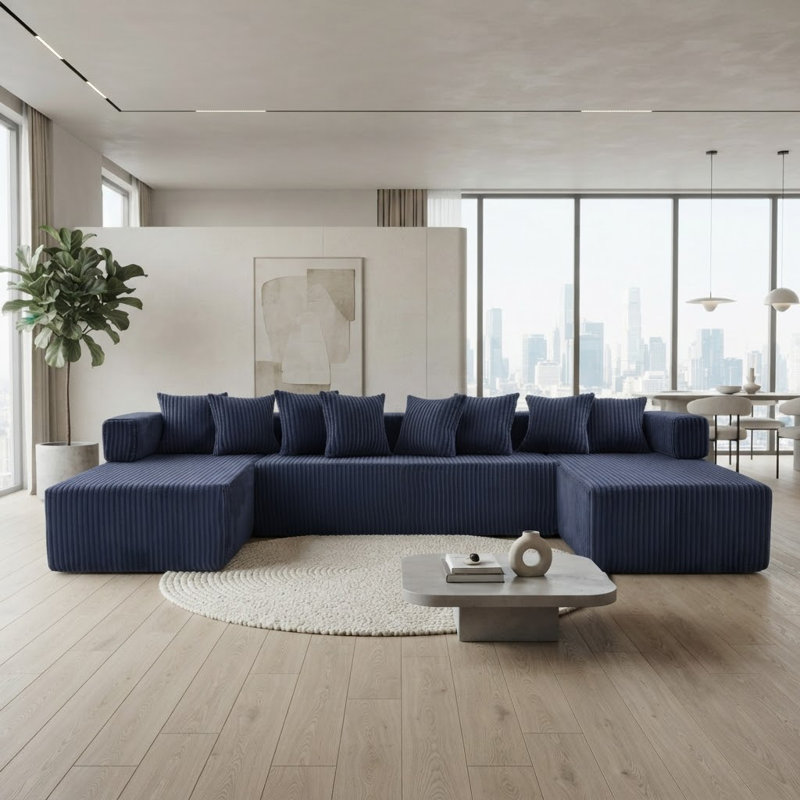 Canapé modulaire à compression profonde, Bleu
