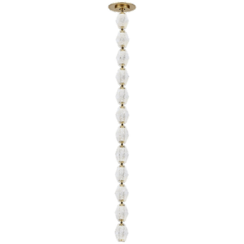 Collier LED Pendant, Natural Brass, 3000K, 51.6" H x 2" W x 2" D