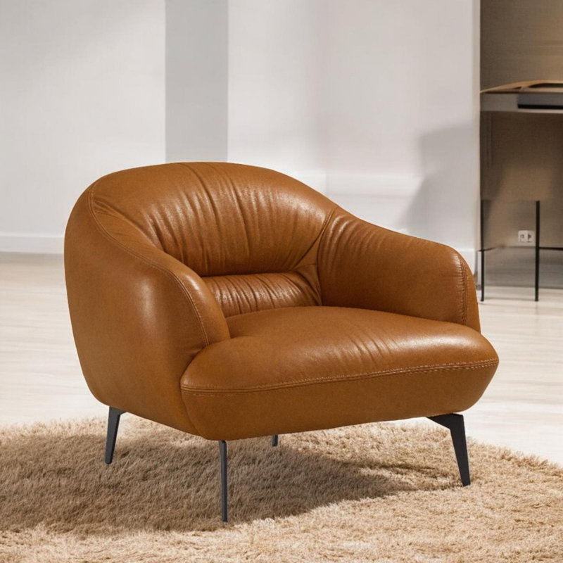 Fauteuil d'appoint en similicuir Ace avec pieds en métal
