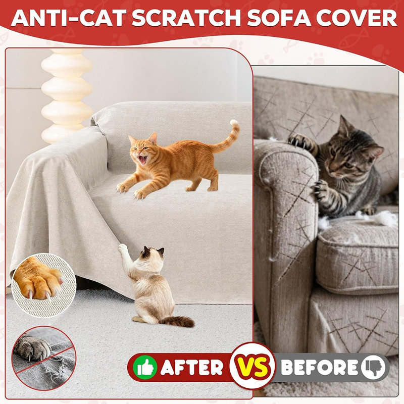 Housse de canapé imperméable et résistante aux griffures de chat, protection antidérapante et lavable, idéale pour les animaux de compagnie