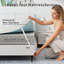 Surmatelas en mousse à mémoire de forme à 3 couches de 3 po de largeur moyenne, housse lavable en coton à fermeture à glissière avec sangles réglables antidérapantes-222440394