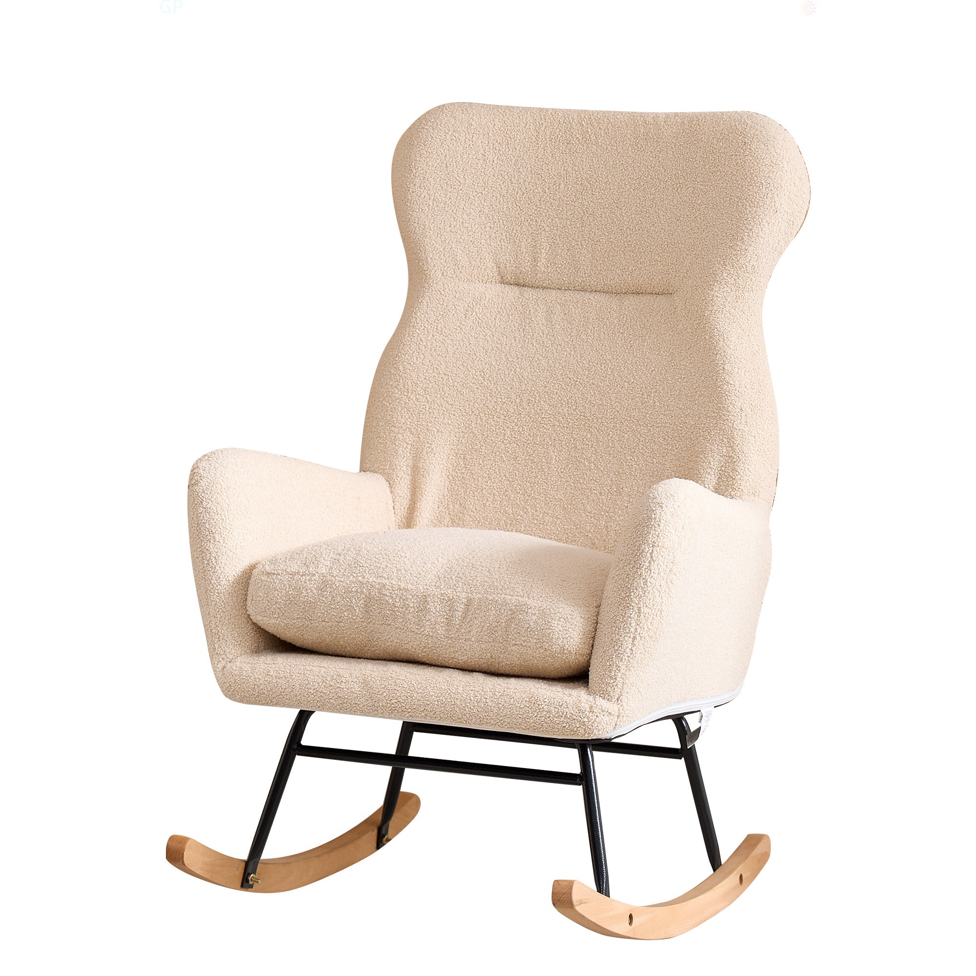 George Oliver Modern Rocking Chair With High Backrest,Teddy Material ...