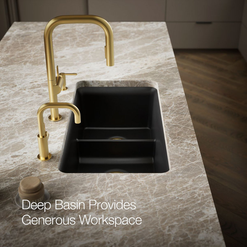 Cairn Smart Divide 33-1/2" Undermount Kitchen Sink, Black