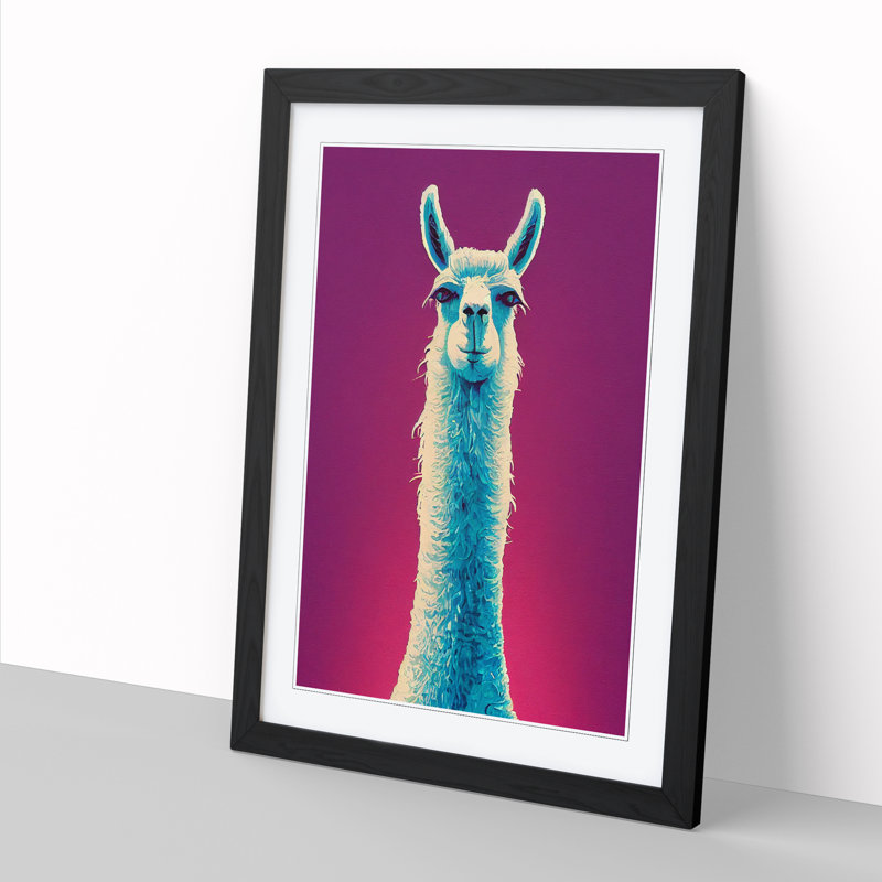 Llama Portrait Vol.1 - Single Picture Frame Print, Black, 64cm H x 46cm W x 2cm D