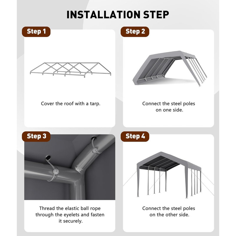 Replacement Canopy Cover Top Heavy-Duty Carport Cover - 200G PE Waterproof & UV-Resistant Replacement Canopy Top Only Easy Installation
