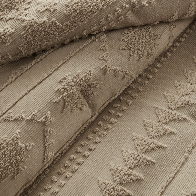 Édredon surdimensionné en chenille double / grand pour 3 pièces, brun clair, design, confort et chaleur supplémentaires en brun clair, rembourrage, poids lourd, taies décoratives à boutons
