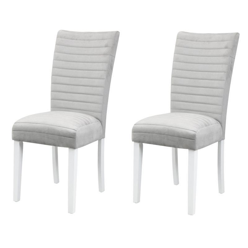Staccato Tufted Velvet Parsons Chair in Gray