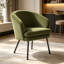 Fauteuil demi-tonneau gris en velours côtelé avec pieds en métal noir, fauteuil d'appoint capitonné Modern Channel avec rembourrage en mousse dense, fauteuil simple confortable pour le bureau de la chambre à coucher du salon-1895059109