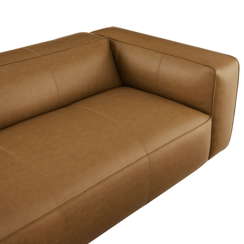 Auren Upholstered Vegan Leather Sofa, Camel