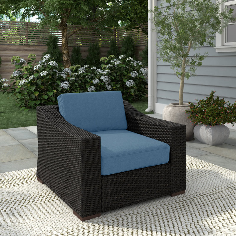 Chaise de patio avec coussins, Bleu
