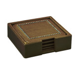 Silk Coaster Set in Holder with Crystals