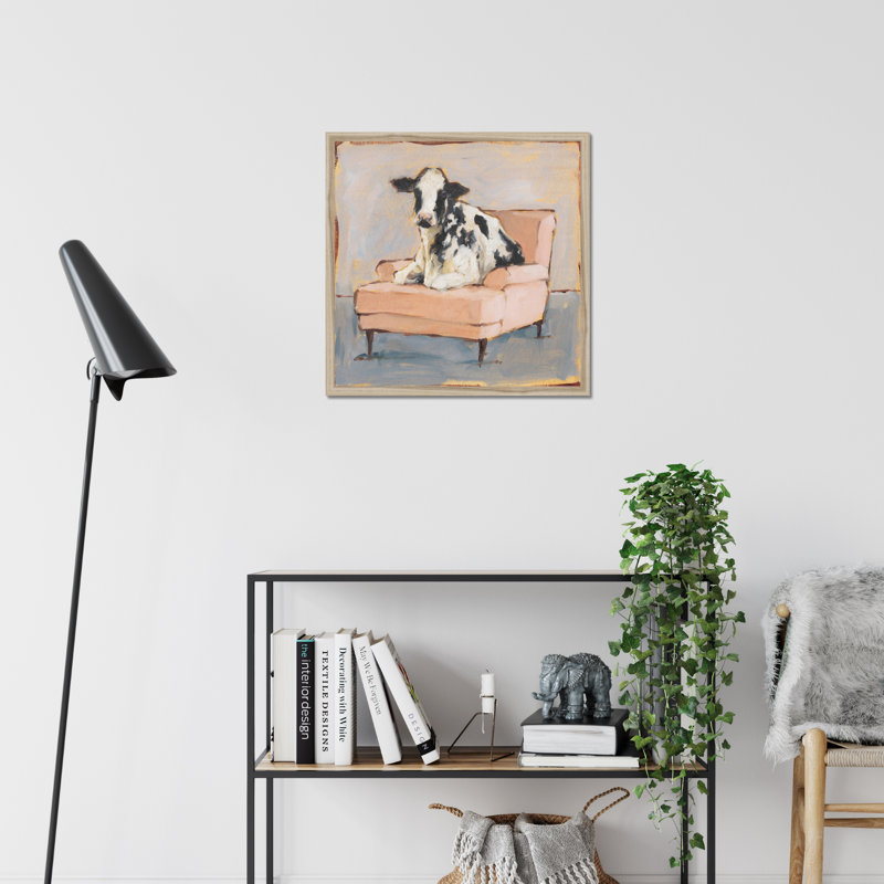 Moo-ving In II by Ethan Harper - Painting, 55cm H x 55cm W x 2.3cm D, Natural Wood Framed Paper Print
