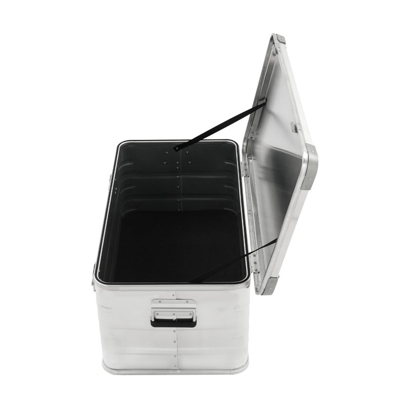 Boîte de rangement 80L pour pique-nique Boîte de rangement en alliage d'aluminium avec couvercle, 84.54 Quarts, Silver
