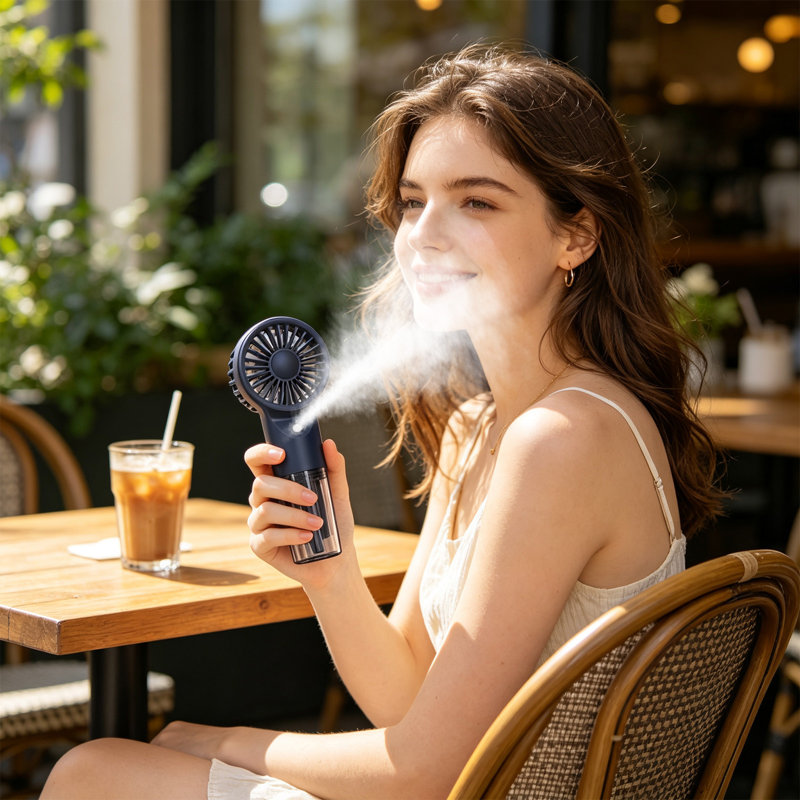 Sécheuse pliable, vaporisateur de remplissage d'eau, petit ventilateur portatif, Bleu très foncé