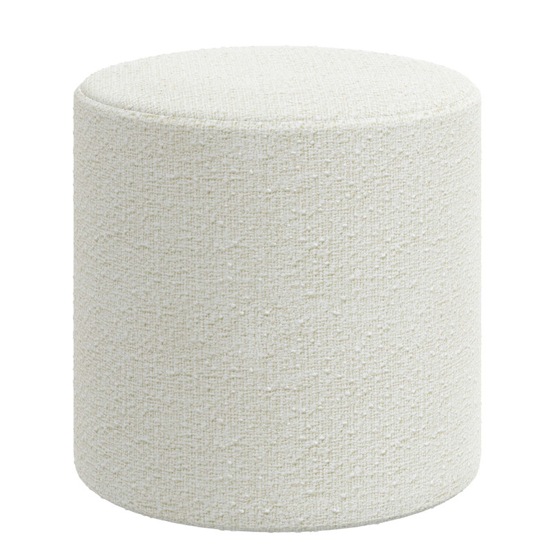 Epaulette Upholstered Ottoman, Classic Snow Boucle