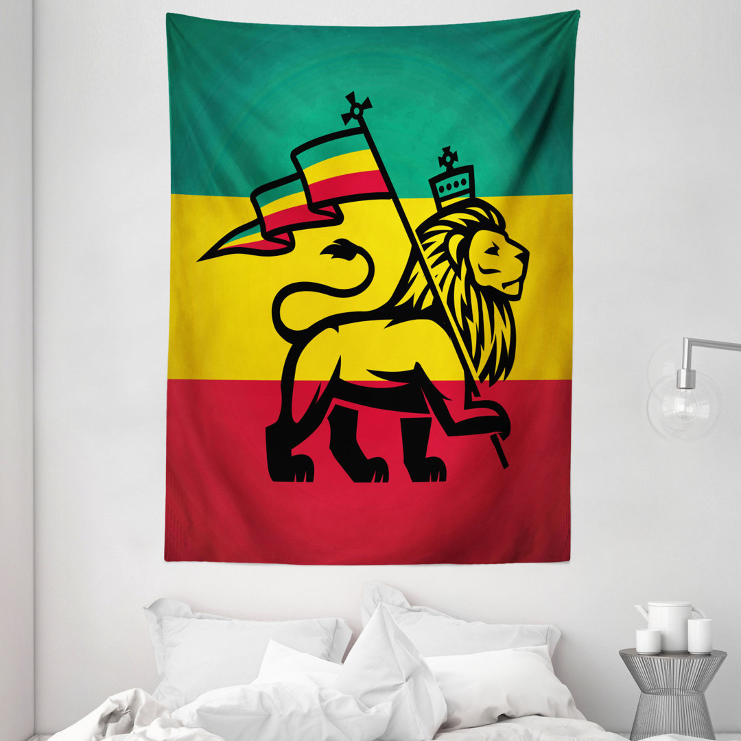 Wandbehang Löwe eine Rastafari Flagge Dschungel Reggae Thema Kunst bunte kulturelle folkloristische