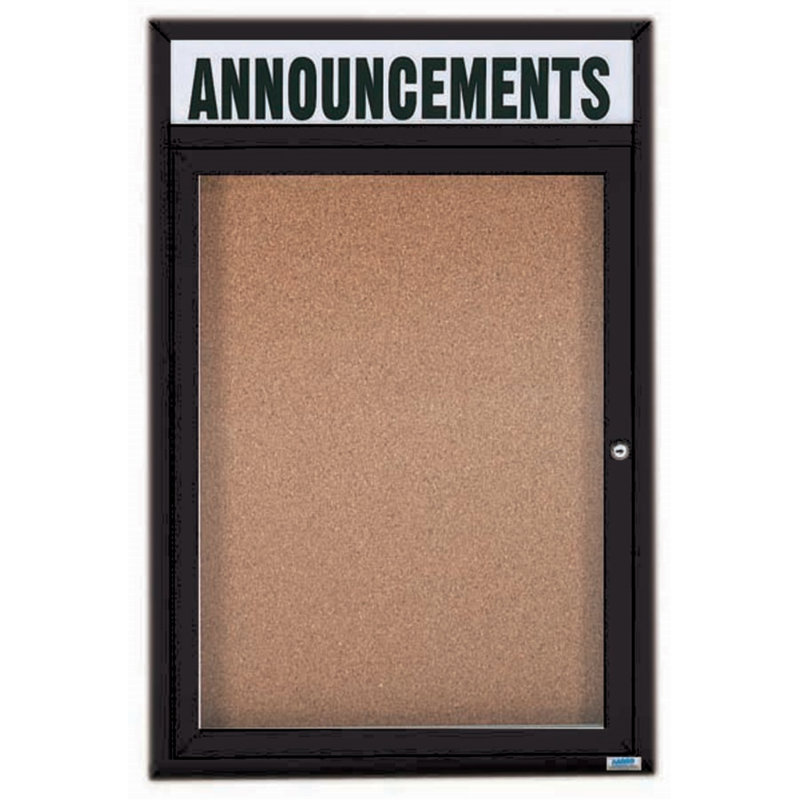 Wall Cork Bulletin Board, One, Powder Coated Green, 36" H x 24" W