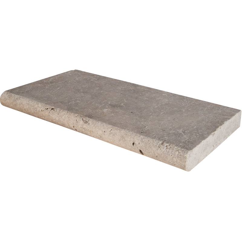 Marzana Sterling 12 in. x 24 in. x 2 in. Honed Unfilled Travertine Pool Coping (2 sq. ft./unit, 1 Piece)