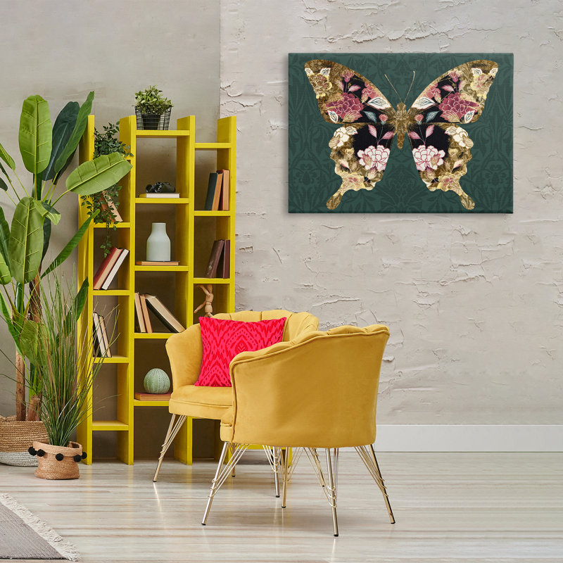"Rococo Butterfly", art mural sur toile par Victoria Barnes, H 24 po x l 36 po