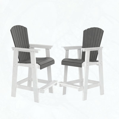 Ensemble de 2 tabourets de bar en PEHD Adirondack (blanc et gris)