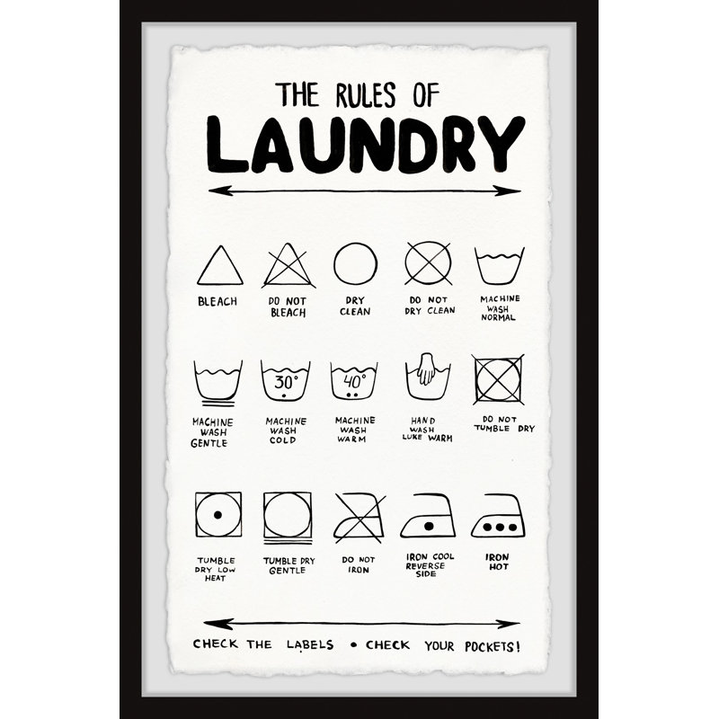 «The Rules of Laundry», impression encadrée, H 24 po x l 16 po x P 1,5 po