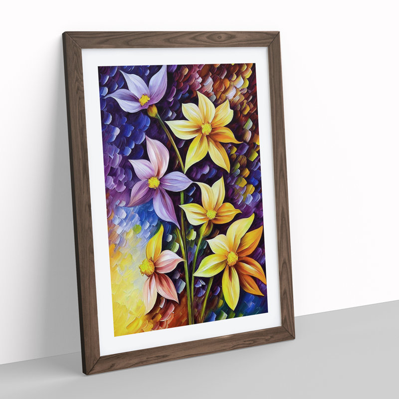 Bunch of Flowers No.5 - Wall Art, 36cm H x 27cm W x 2cm D, Walnut Framed, White