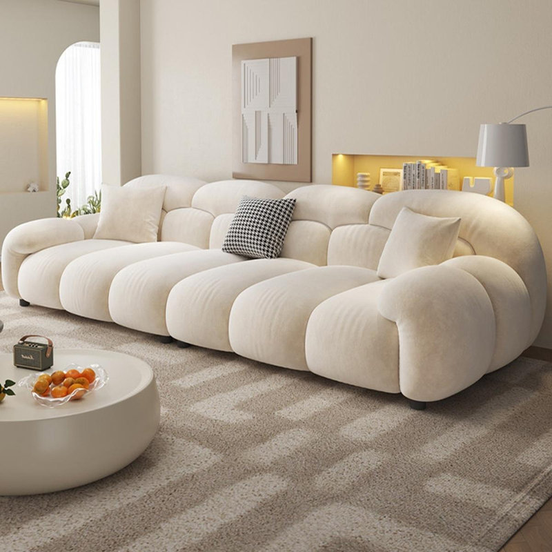 Coussin modulaire beige en polyester, Beige, H 31,89 po x l 110,24 po x P 38,19 po