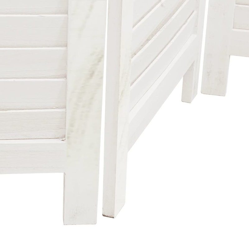 Paravent en bois massif 4 panneaux Paulownia, H 70,9 po x l 57,1 po x P 0,63 po, Blanc