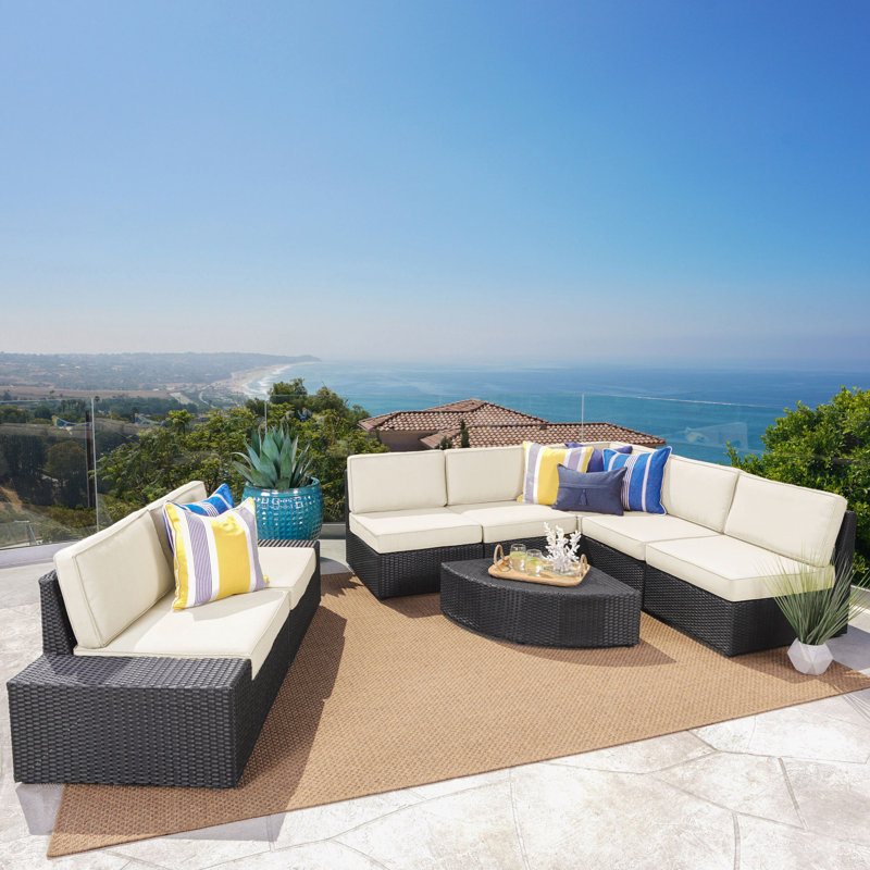 6 - Person Modular Patio Conversation Set with Cushions, Gray