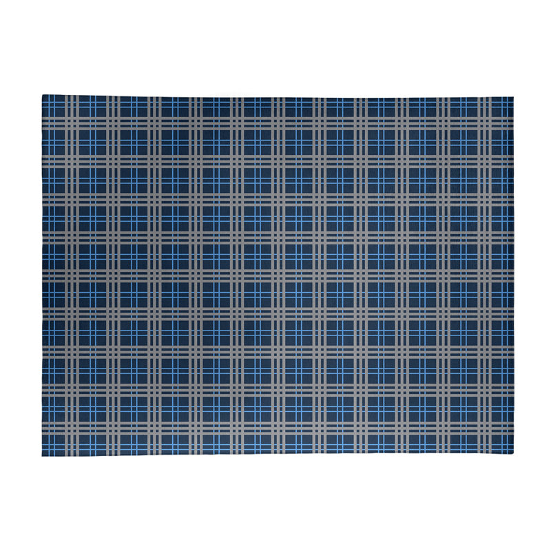 Tapis à carreaux bleu, Rectangle 9 pi x 12 pi