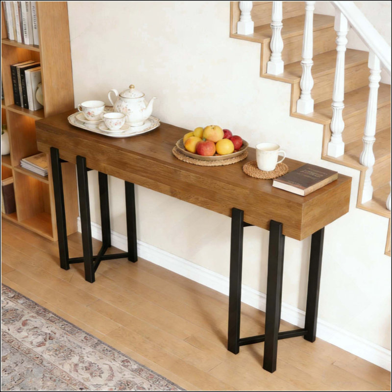 Foyer Table,Rustic Console Table,Hallway Table,Sofa Table,Display Shelf, Rustic Brown