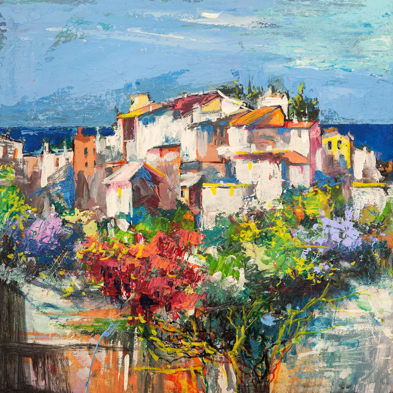 1LR6360 Italian Landscape: Village On The Sea I - Wrapped Canvas Print, 70cm H x 70cm W x 4cm D