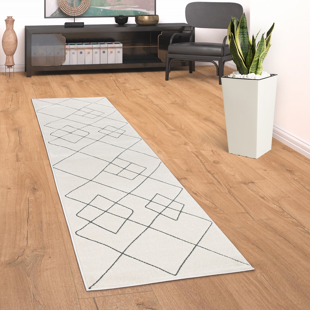 Hinesburg Modern Skandi Lozenge Power Loom White/Black Rug