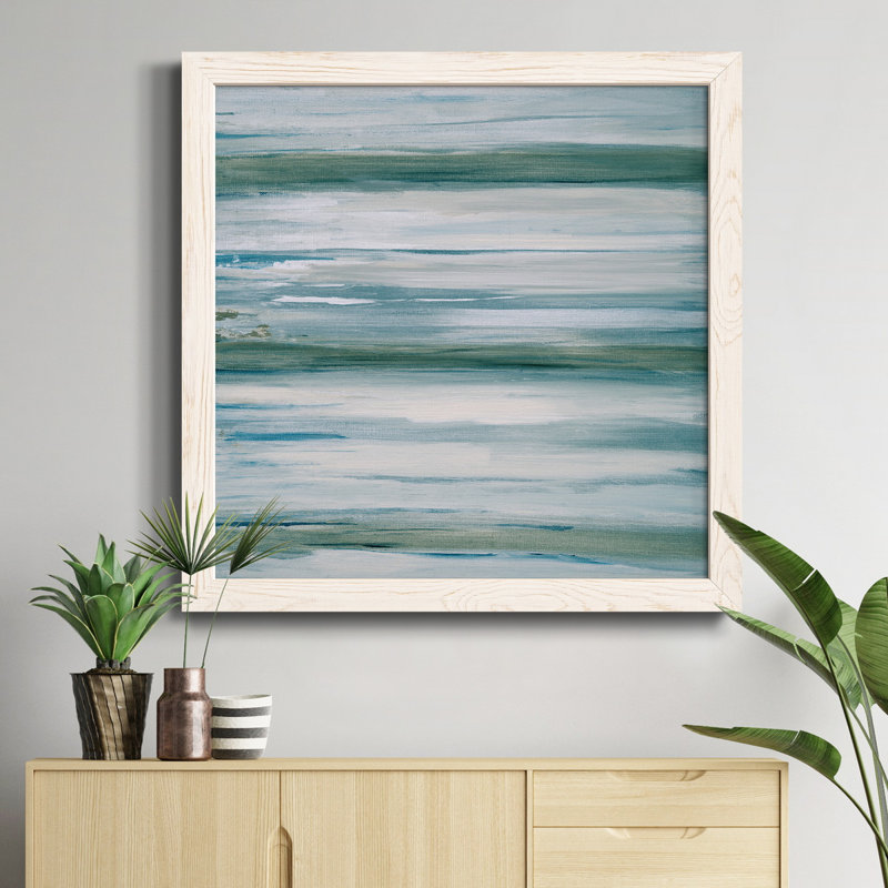 «Misty Lake», peinture sur toile encadrée, H 20 po x l 20 po x P 1,5 po, Cadre blanc